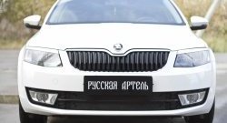 819 р. Зимняя заглушка решетки переднего бампера РА Skoda Octavia A7 дорестайлинг лифтбэк (2012-2017)  с доставкой в г. Омск. Увеличить фотографию 2