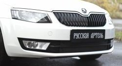 1 199 р. Зимняя заглушка решетки переднего бампера РА  Skoda Octavia  A7 (2012-2020) дорестайлинг лифтбэк, дорестайлинг универсал, рестайлинг универсал  с доставкой в г. Омск. Увеличить фотографию 1