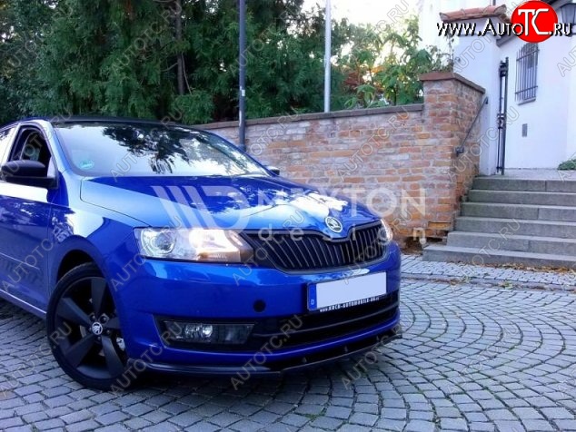 6 299 р. Накладка на передний бампер Splitter Skoda Rapid NH3 дорестайлинг лифтбэк (2012-2017) (Неокрашенная)  с доставкой в г. Омск