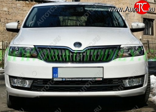 1 099 р. Реснички на фары CT Skoda Rapid NH3 дорестайлинг лифтбэк (2012-2017) (Неокрашенные)  с доставкой в г. Омск