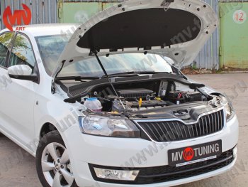 2 969 р. Упор капота MV-Tuning (одинарный) Skoda Rapid NH1 хэтчбэк дорестайлинг (2012-2017)  с доставкой в г. Омск. Увеличить фотографию 2