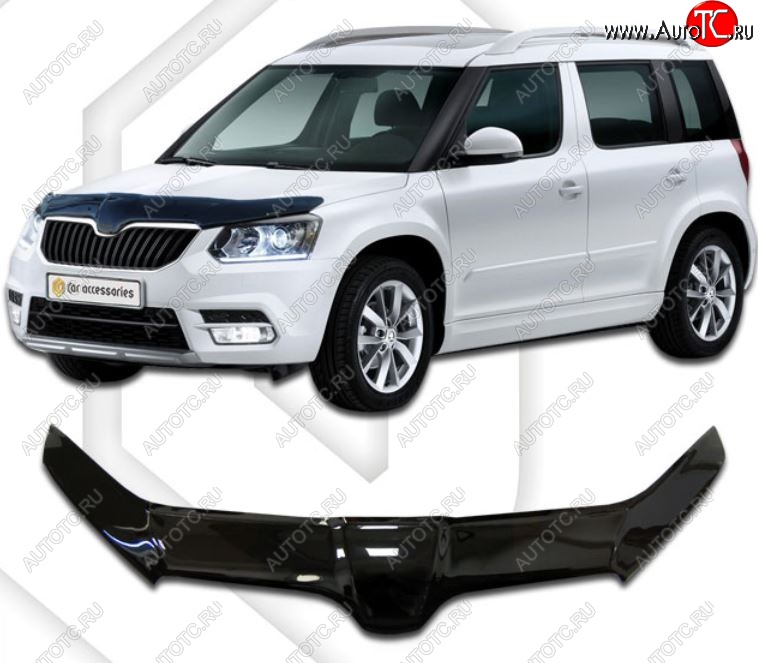 2 699 р. Дефлектор капота CA-Plastiс exclusive  Skoda Yeti (2013-2018) (Classic черный, Без надписи)  с доставкой в г. Омск