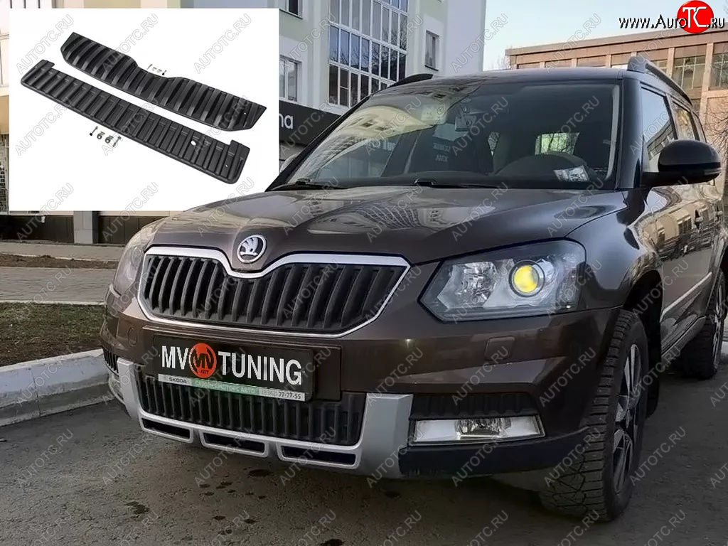 2 999 р. Заглушка решетки радиатора (верхняя, OUTDOOR) MV-Tuning  Skoda Yeti (2013-2018) (Текстурная поверхность)  с доставкой в г. Омск