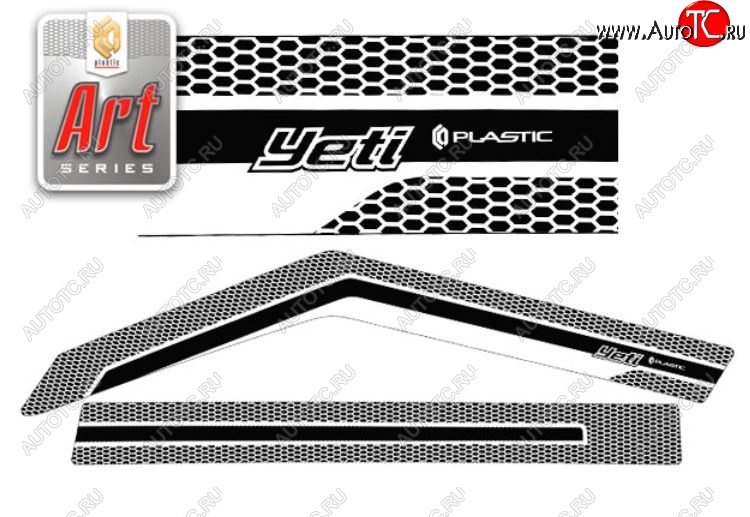 2 199 р. Дефлектора окон CA-Plastic  Skoda Yeti (2009-2013) (Серия Art черная)  с доставкой в г. Омск