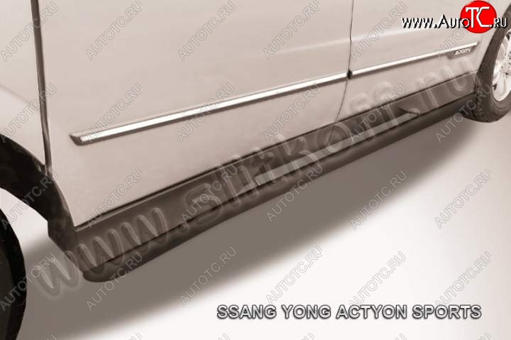 10 199 р. Защита порогов Slitkoff  SSANGYONG Actyon Sport (2012-2025) (Цвет: серебристый)  с доставкой в г. Омск