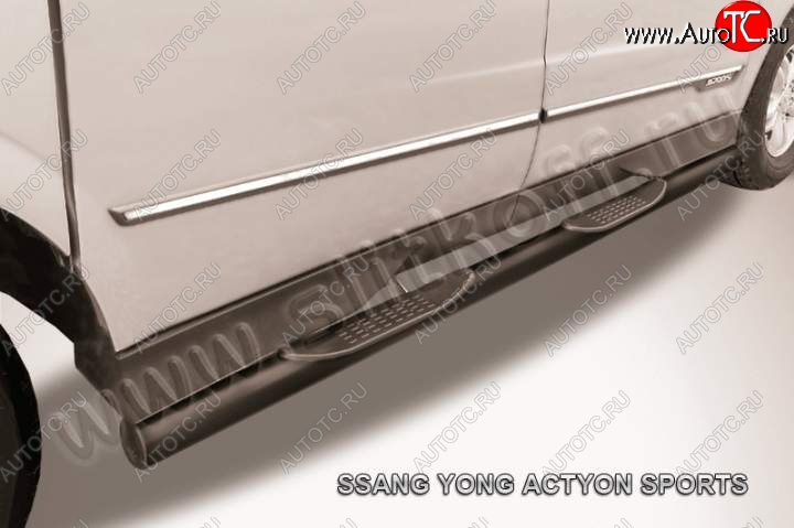 11 999 р. Защита порогов Slitkoff  SSANGYONG Actyon Sport (2012-2025) (Цвет: серебристый)  с доставкой в г. Омск