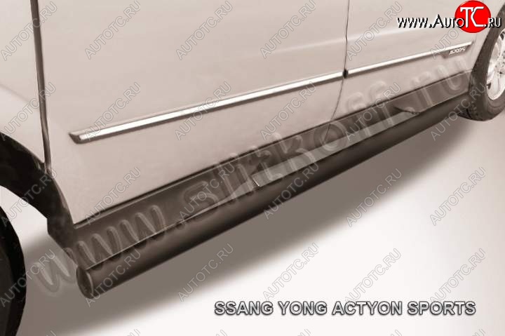 13 249 р. Защита порогов Slitkoff SSANGYONG Actyon Sport (2012-2025) (Цвет: серебристый)  с доставкой в г. Омск