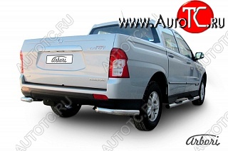 8 909 р. Защита заднего бампера Arbori SSANGYONG Actyon Sport (2012-2025)  с доставкой в г. Омск