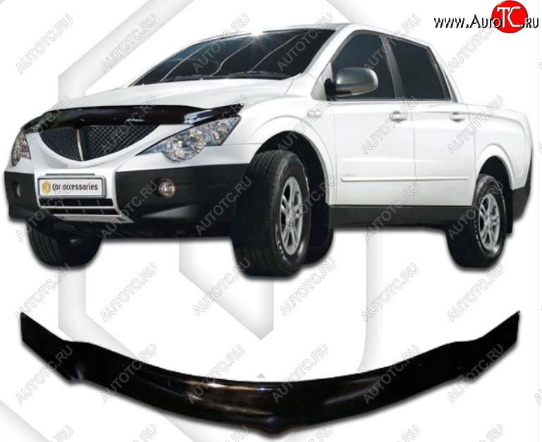 2 479 р. Дефлектор капота CA-Plastiс exclusive  SSANGYONG Actyon  1 (2006-2010) (Classic черный, Без надписи)  с доставкой в г. Омск