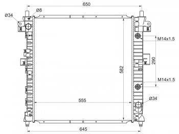 Радиатор двигателя (пластинчатый, МКПП/АКПП) SAT SSANGYONG Actyon Sport (2006-2011)