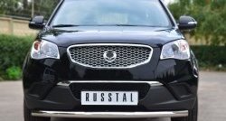 Одинарная защита переднего бампера диаметром 63 мм Russtal SSANGYONG Actyon дорестайлинг (2010-2013)