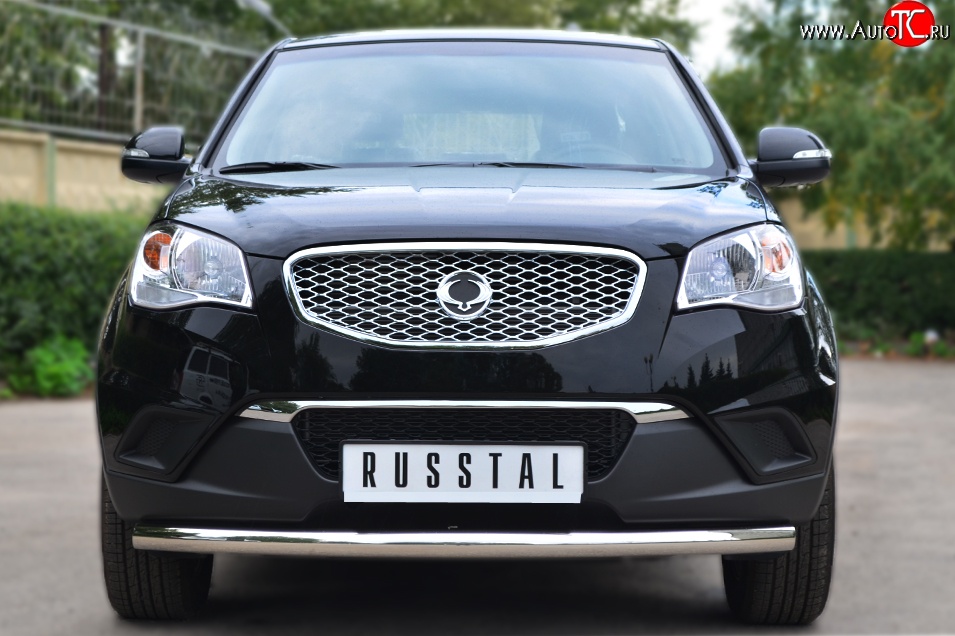 13 649 р. Одинарная защита переднего бампера диаметром 63 мм Russtal SSANGYONG Actyon дорестайлинг (2010-2013)  с доставкой в г. Омск