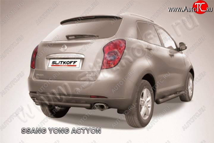 4 099 р. Защита задняя Slitkoff  SSANGYONG Actyon (2010-2013) дорестайлинг (Цвет: серебристый)  с доставкой в г. Омск