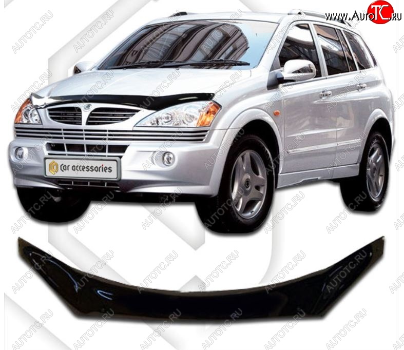 2 079 р. Дефлектор капота CA-Plastiс exclusive  SSANGYONG Kyron (2005-2016) дорестайлинг, рестайлинг (Classic черный, Без надписи)  с доставкой в г. Омск