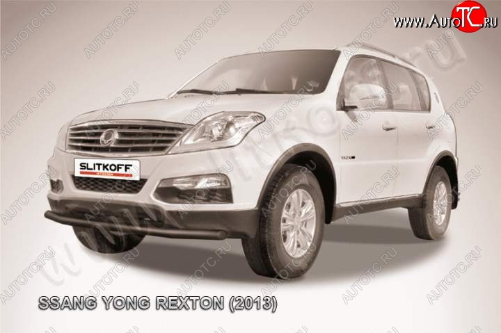 6 799 р. Защита переднего бампер Slitkoff  SSANGYONG Rexton  Y290 (2012-2017) (Цвет: серебристый)  с доставкой в г. Омск