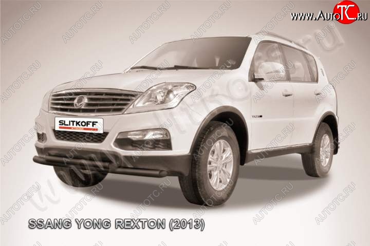 12 799 р. Защита переднего бампер Slitkoff  SSANGYONG Rexton  Y290 (2012-2017) (Цвет: серебристый)  с доставкой в г. Омск