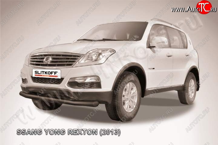 11 499 р. Защита переднего бампер Slitkoff  SSANGYONG Rexton  Y290 (2012-2017) (Цвет: серебристый)  с доставкой в г. Омск