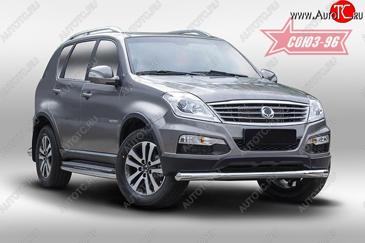 14 669 р. Защита переднего бампера одинарная Souz-96 (d76) SSANGYONG Rexton Y290 (2012-2017)  с доставкой в г. Омск