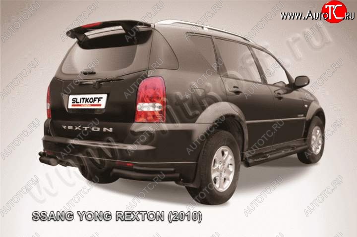 6 999 р. Уголки d76+d42 двойные SSANGYONG Rexton Y250 (2006-2012) (Цвет: серебристый)  с доставкой в г. Омск