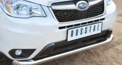 21 849 р. Одинарная защита переднего бампера диаметром 76 мм SLITKOFF  Subaru Forester  SJ (2012-2016) дорестайлинг  с доставкой в г. Омск. Увеличить фотографию 3