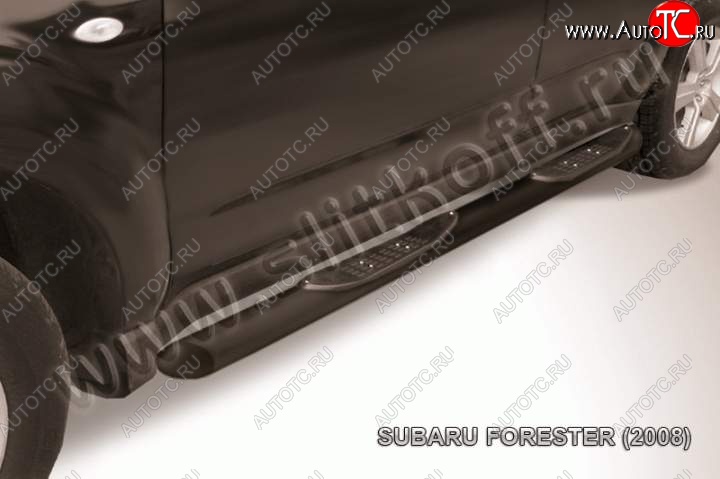 12 399 р. Защита порогов Slitkoff  Subaru Forester  SH (2008-2013) (Цвет: серебристый)  с доставкой в г. Омск