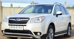 13 849 р. Защита порогов из круглой трубы диаметром 63 мм Russtal Subaru Forester SJ дорестайлинг (2012-2016) (Защита порогов с со скосами на торцах (вариант 1))  с доставкой в г. Омск. Увеличить фотографию 4