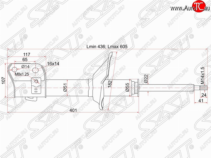 3 369 р. Правый амортизатор передний SAT Subaru Forester SF рестайлинг (2000-2002)  с доставкой в г. Омск