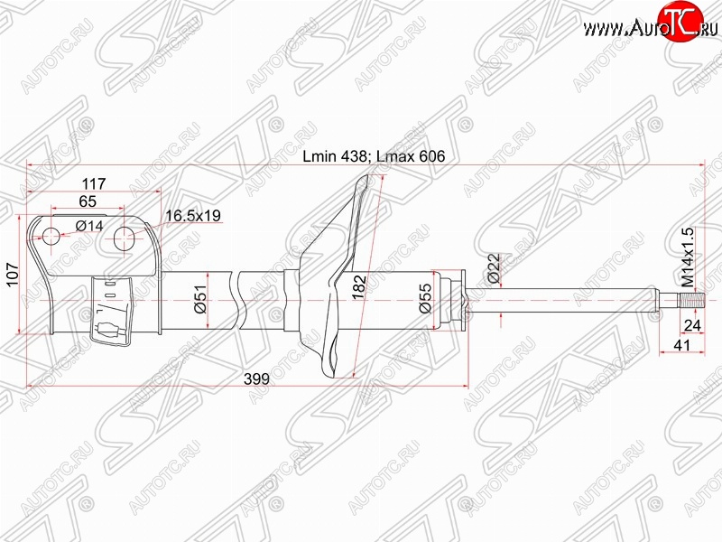 3 369 р. Левый амортизатор передний SAT Subaru Forester SF рестайлинг (2000-2002)  с доставкой в г. Омск