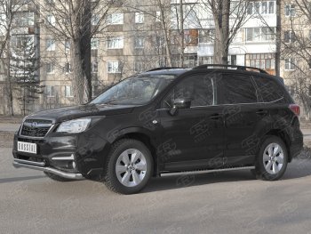 22 349 р. Защита переднего бампера (2 трубы Ø63 и 42 мм, нержавейка) SLITKOFF  Subaru Forester  SJ (2016-2019) рестайлинг  с доставкой в г. Омск. Увеличить фотографию 3