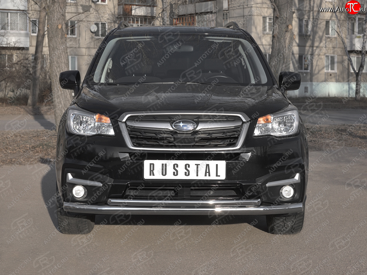 21 299 р. Защита переднего бампера SLITKOFF d63 секции-d42 дуга Subaru Forester SJ рестайлинг (2016-2019)  с доставкой в г. Омск