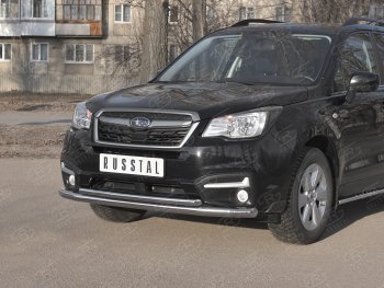 21 299 р. Защита переднего бампера SLITKOFF d63 секции-d42 дуга Subaru Forester SJ рестайлинг (2016-2019)  с доставкой в г. Омск. Увеличить фотографию 2