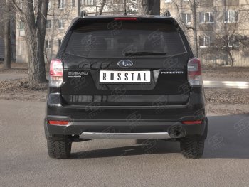 9 999 р. Защита заднего бампера (Ø75х42 мм, нержавейка) Russtal  Subaru Forester  SJ (2016-2019) рестайлинг  с доставкой в г. Омск. Увеличить фотографию 1