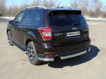 Защита заднего бампера (уголки овальные) ТСС 75х42 мм Subaru (Субару) Forester (Форестер)  SJ (2016-2019) SJ рестайлинг  (короткие, под брызговики)