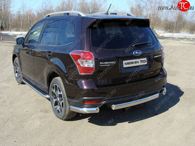 20 899 р. Защита заднего бампера (уголки овальные) ТСС 75х42 мм  Subaru Forester  SJ (2016-2019) рестайлинг (короткие, под брызговики)  с доставкой в г. Омск