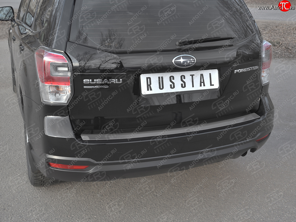 2 599 р. Защитная накладка заднего бампера на Russtal Subaru Forester SJ рестайлинг (2016-2019) (Нержавейка полированная)  с доставкой в г. Омск