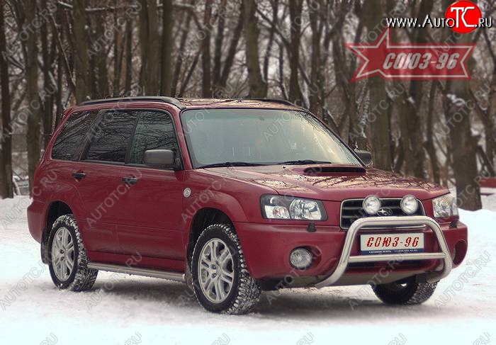 9 224 р. Защита переднего бампера Souz-96 (d60) Subaru Forester SG дорестайлинг (2002-2005)  с доставкой в г. Омск