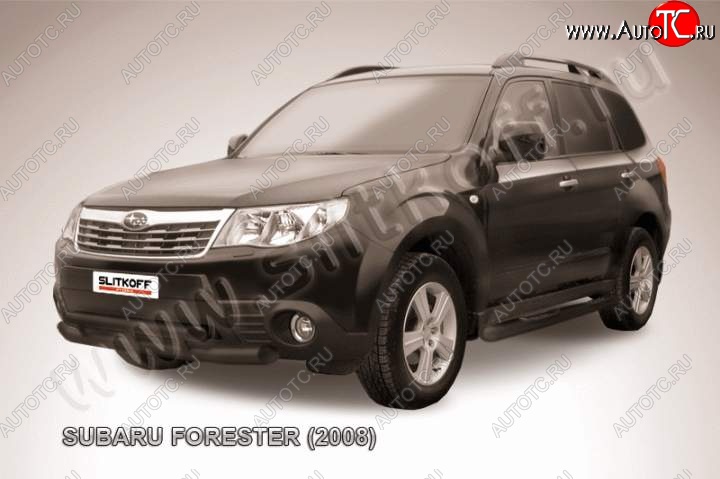 12 999 р. Защита переднего бампер Slitkoff  Subaru Forester  SH (2008-2013) (Цвет: серебристый)  с доставкой в г. Омск