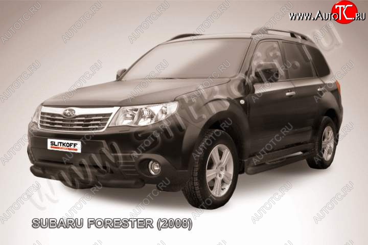 9 799 р. Защита переднего бампер Slitkoff  Subaru Forester  SH (2008-2013) (Цвет: серебристый)  с доставкой в г. Омск