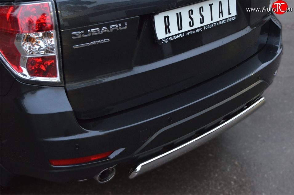 16 599 р. Защита заднего бампера (Ø75x42 мм, нержавейка) Russtal Subaru Forester SH (2008-2013)  с доставкой в г. Омск