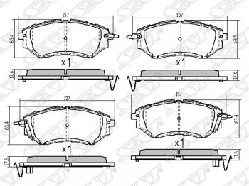 1 439 р. Колодки тормозные SAT (передние) Subaru Tribeca (2008-2014)  с доставкой в г. Омск. Увеличить фотографию 1