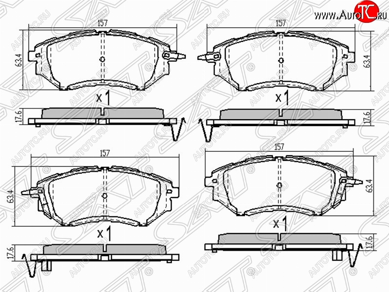 1 439 р. Колодки тормозные (передние) SAT Subaru Tribeca (2008-2014)  с доставкой в г. Омск