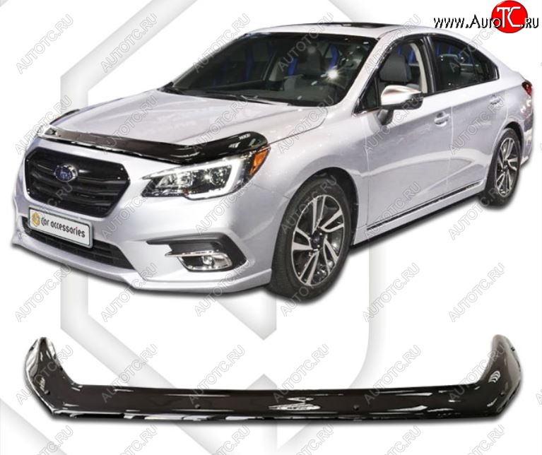 2 799 р. Дефлектор капота CA-Plastiс exclusive  Subaru Legacy  BN/B15 (2017-2024) рестайлинг седан (Classic черный, Без надписи)  с доставкой в г. Омск