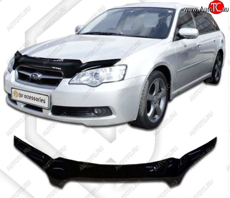 2 199 р. Дефлектор капота CA-Plastiс  Subaru Outback  BP (2003-2006) дорестайлинг универсал (Classic черный, Без надписи)  с доставкой в г. Омск