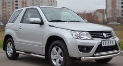 16 699 р. Защита переднего бампера (2 трубыØ76 и 42 мм, нержавейка) SLITKOFF Suzuki Grand Vitara JT 3 двери 2-ой рестайлинг (2012-2016)  с доставкой в г. Омск. Увеличить фотографию 2