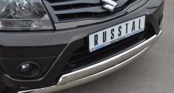 27 999 р. Защита переднего бампера (2 трубыØ75х42 мм, нержавейка) Russtal Suzuki Grand Vitara JT 5 дверей 2-ой рестайлинг (2012-2016)  с доставкой в г. Омск. Увеличить фотографию 2