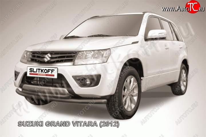 7 249 р. Защита переднего бампер Slitkoff  Suzuki Grand Vitara ( JT 5 дверей,  JT) (2012-2016) 2-ой рестайлинг, 3 двери 2-ой рестайлинг (Цвет: серебристый)  с доставкой в г. Омск