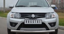 13 849 р. Одинарная защита переднего бампера диаметром 76 мм (3 дв.) SLITKOFF  Suzuki Grand Vitara  JT (2012-2016) 3 двери 2-ой рестайлинг  с доставкой в г. Омск. Увеличить фотографию 2