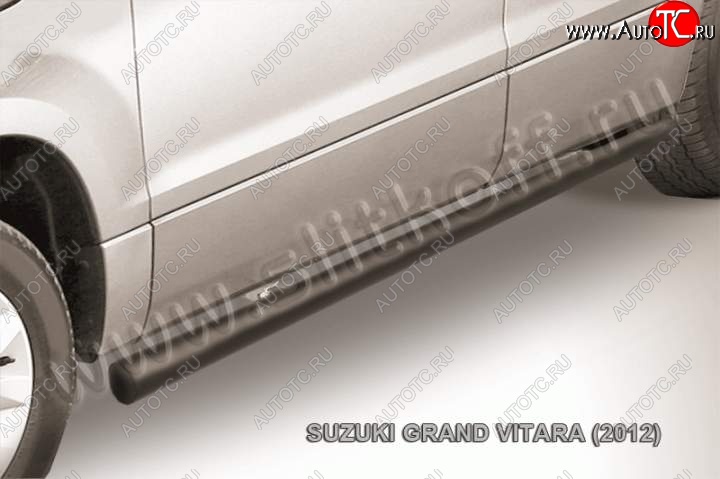 9 899 р. Защита порогов Slitkoff Suzuki Grand Vitara JT 5 дверей 2-ой рестайлинг (2012-2016) (Цвет: серебристый)  с доставкой в г. Омск