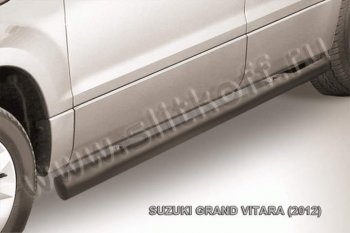 10 599 р. Защита порогов Slitkoff Suzuki Grand Vitara JT 5 дверей 2-ой рестайлинг (2012-2016) (Цвет: серебристый)  с доставкой в г. Омск. Увеличить фотографию 1