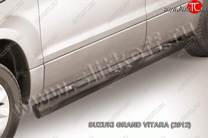 15 799 р. Защита порогов Slitkoff Suzuki Grand Vitara JT 5 дверей 2-ой рестайлинг (2012-2016) (Цвет: серебристый)  с доставкой в г. Омск